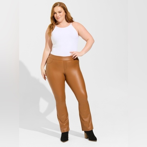 torrid Pants - TORRID Full Length Signature Waist Faux Leather Slim Boot Legging In Camel